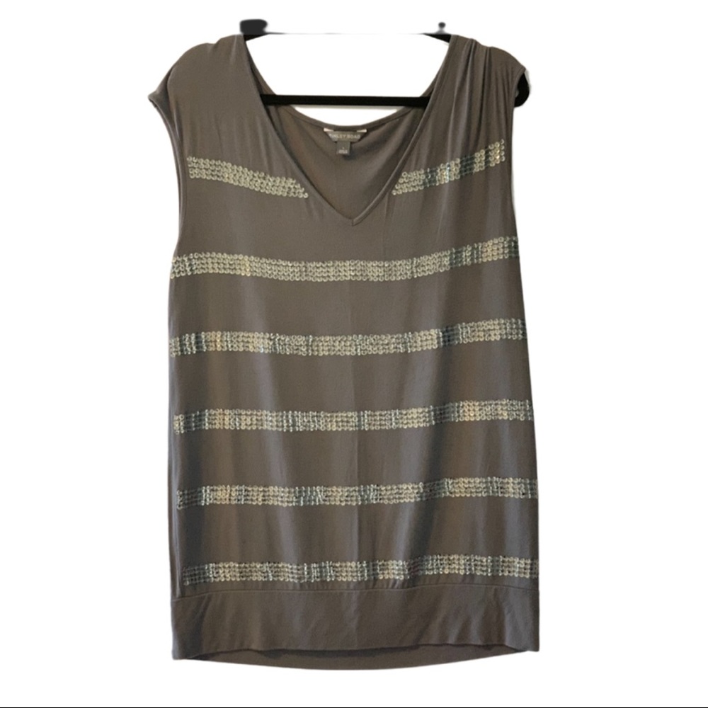 Sleeveless Striped Sequin Shirt